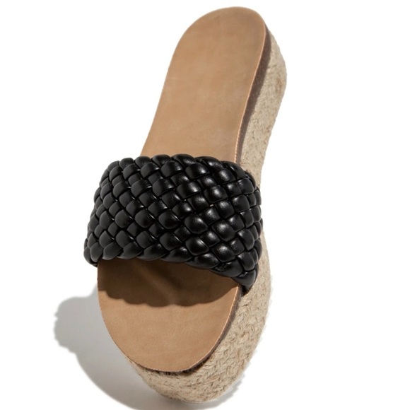 Black Braided One Band Platform Slip On Sandal - Picture 6 of 9
